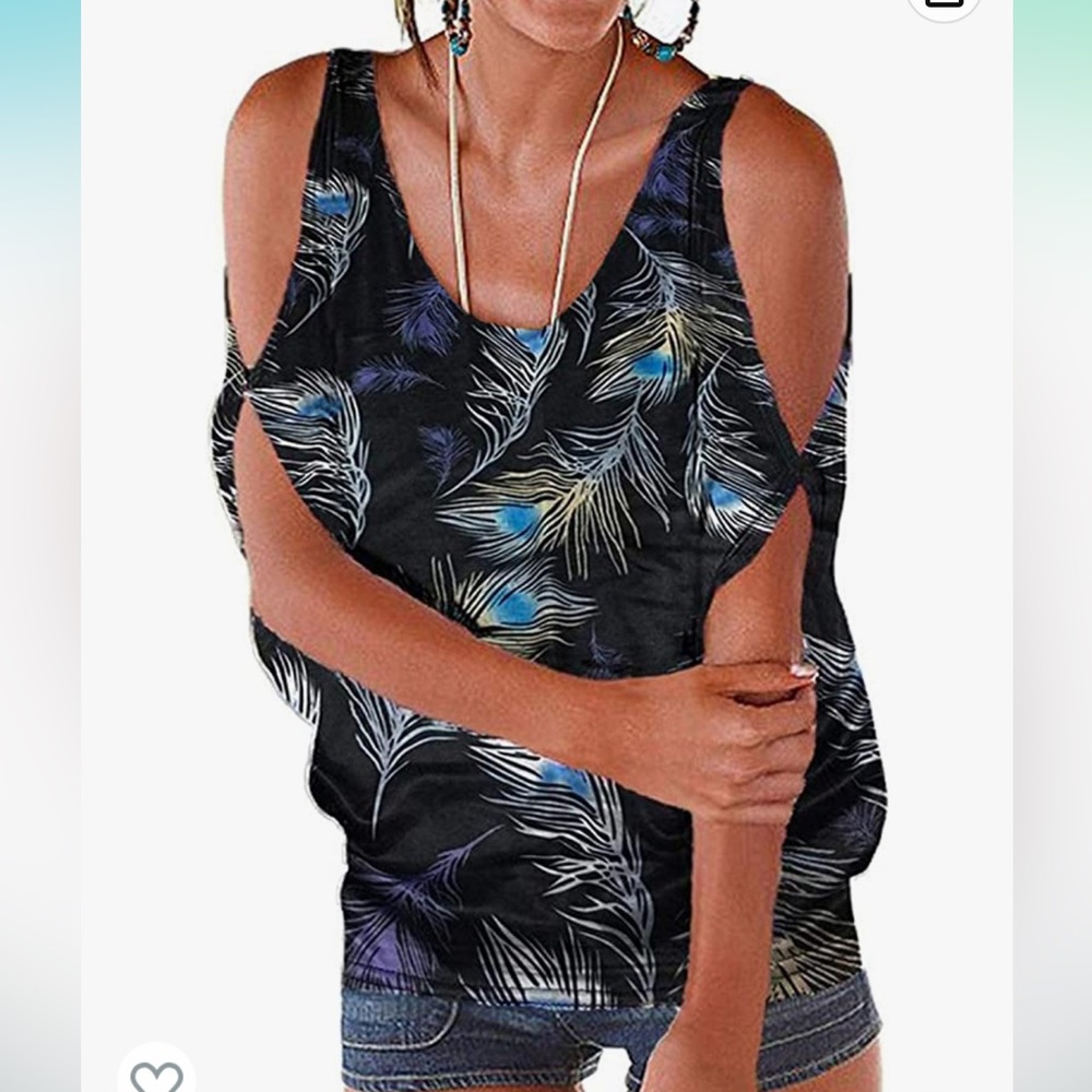 Miselon Cold Shoulder Multicolor Top Size XL NWT